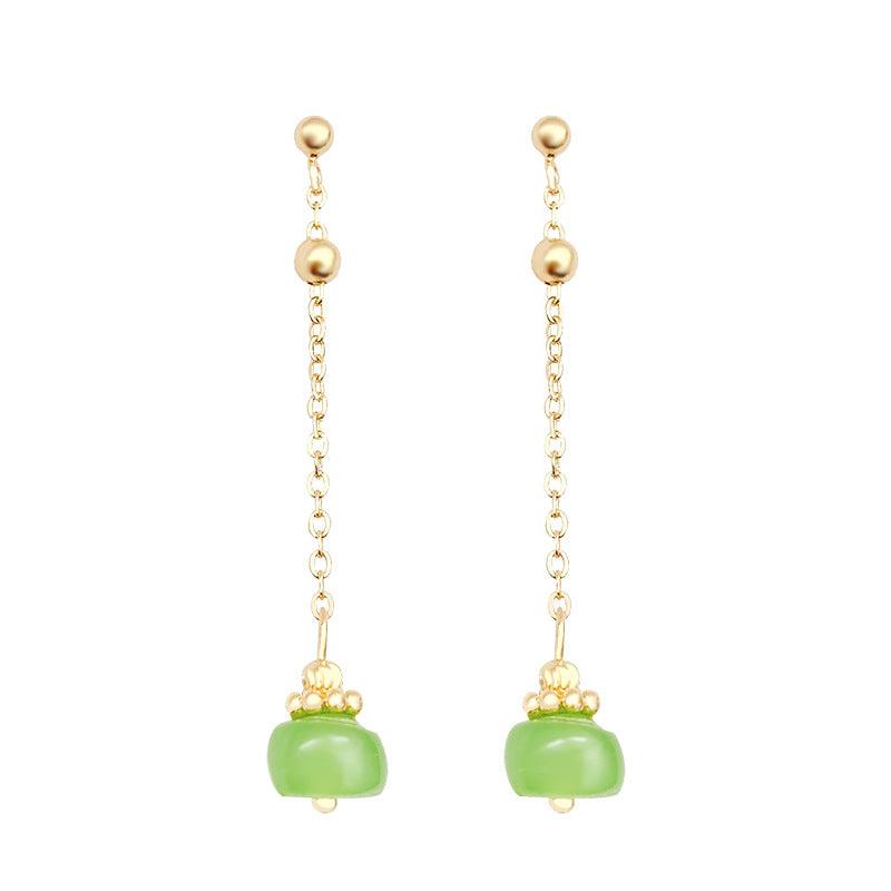 Long Tassel Earrings with Artificial Diamond Inlay Resin Retro Ear Jewelry