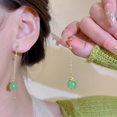 Long Tassel Earrings with Artificial Diamond Inlay Resin Retro Ear Jewelry