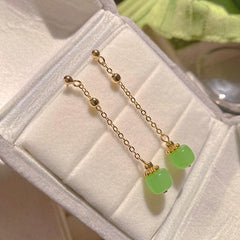 Long Tassel Earrings with Artificial Diamond Inlay Resin Retro Ear Jewelry