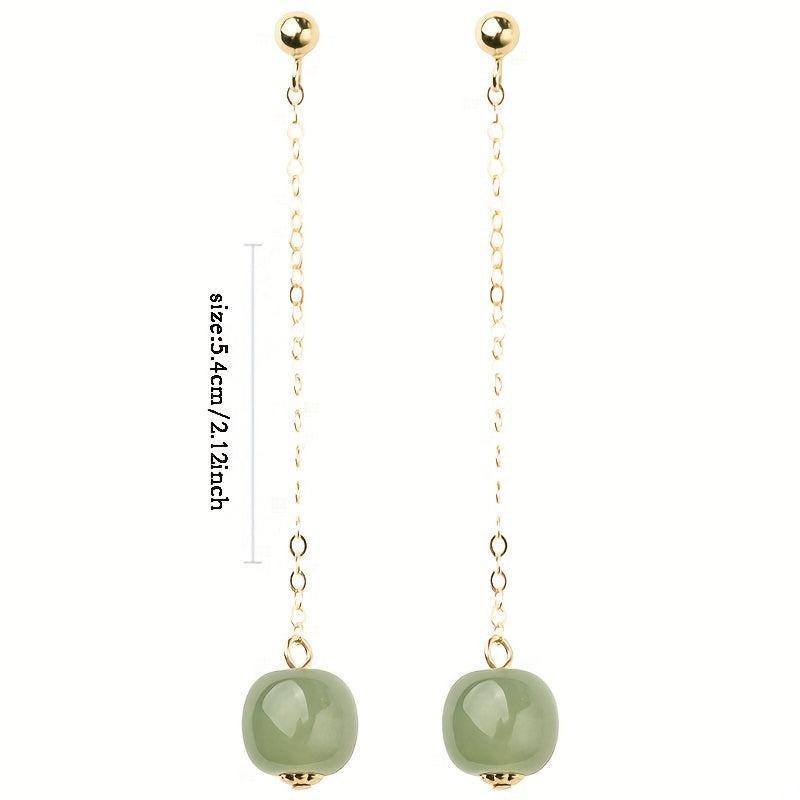 Long Tassel Earrings with Artificial Diamond Inlay Resin Retro Ear Jewelry