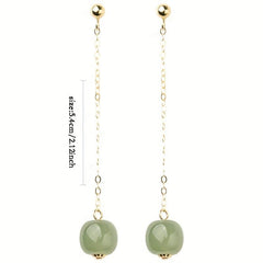 Long Tassel Earrings with Artificial Diamond Inlay Resin Retro Ear Jewelry