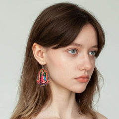 Goddess Drop Faux Leather Earrings Holiday Gift