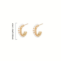 Faux Pearl Geometric Earrings Ear Jewelry For Women Girls