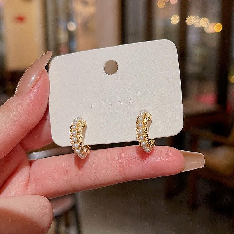 Faux Pearl Geometric Earrings Ear Jewelry For Women Girls