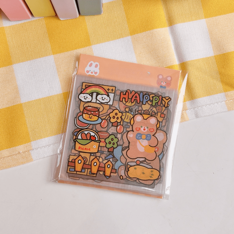 20 Sheets Cartoon Tear off Waterproof Sticker Mobile Phone Case Decoration