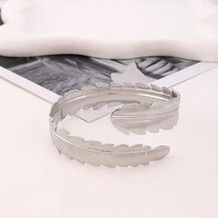 Metal Leaf Feather Arm Ring Electroplated Jewelry