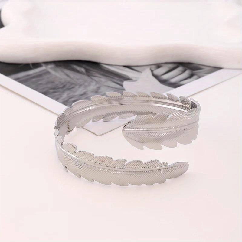 Metal Leaf Feather Arm Ring Electroplated Jewelry