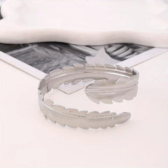 Metal Leaf Feather Arm Ring Electroplated Jewelry
