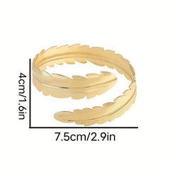 Metal Leaf Feather Arm Ring Electroplated Jewelry