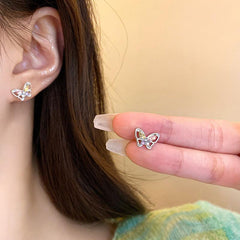 Colorful Zircon Butterfly Stud Earrings For Women