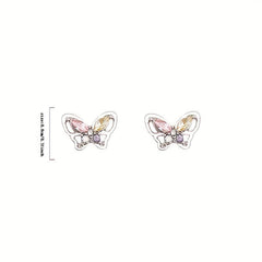 Colorful Zircon Butterfly Stud Earrings For Women