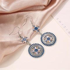 Ethnic Style Daisy Retro Earrings Carved Metal Flower Drop Earrings