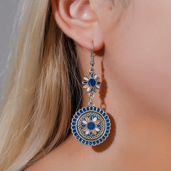 Ethnic Style Daisy Retro Earrings Carved Metal Flower Drop Earrings