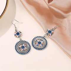 Ethnic Style Daisy Retro Earrings Carved Metal Flower Drop Earrings