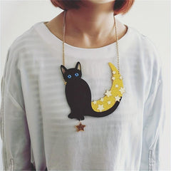 Cat Jewelry Women Necklace Pendant Cat Polymer Clay Handcrafted Gift