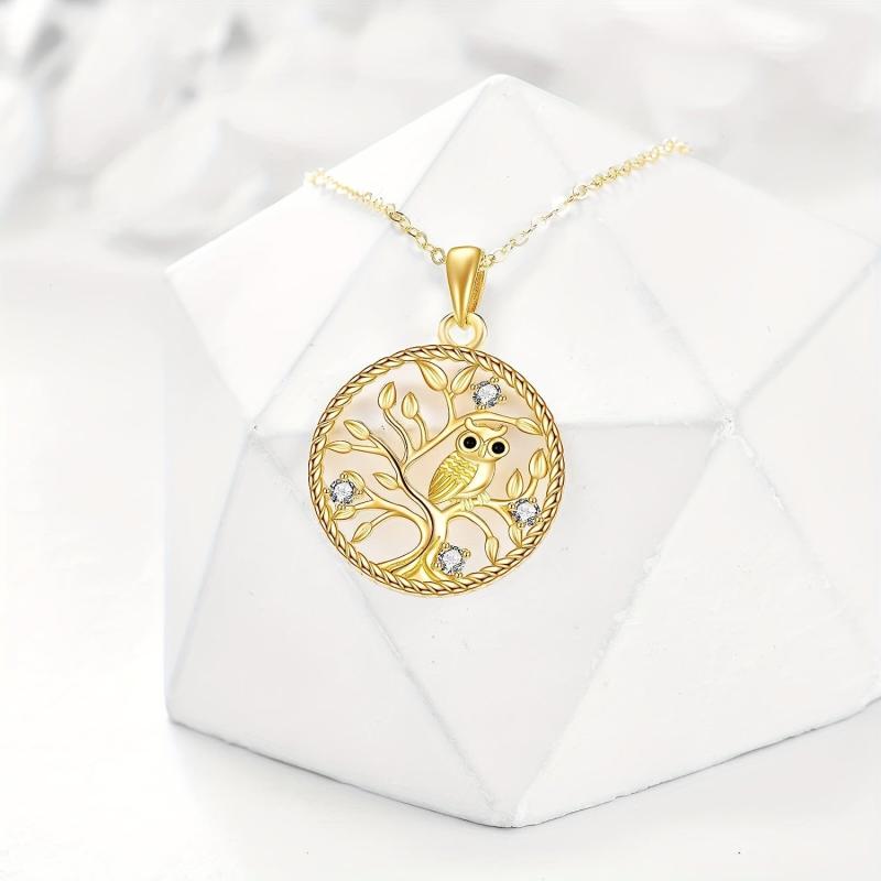 Owl Tree Of Life Pendant Necklace Animal Jewelry