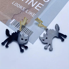 Acrylic Lightning Cat Earrings Funny Cat Earrings