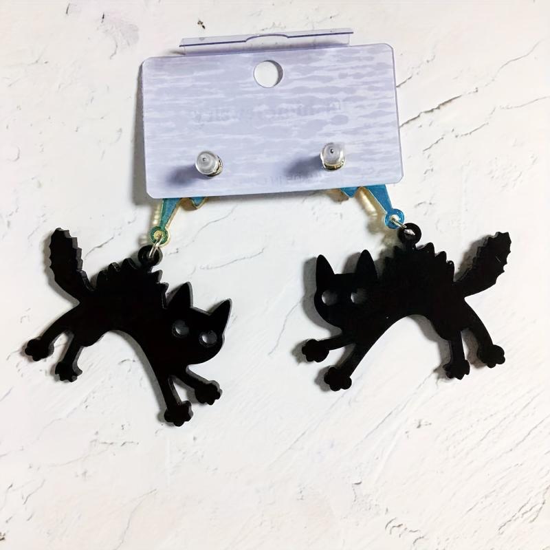 Acrylic Lightning Cat Earrings Funny Cat Earrings