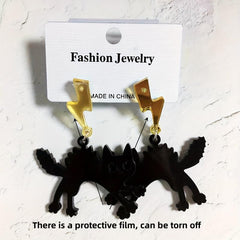 Acrylic Lightning Cat Earrings Funny Cat Earrings