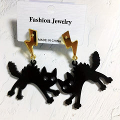 Acrylic Lightning Cat Earrings Funny Cat Earrings