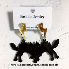Acrylic Lightning Cat Earrings Funny Cat Earrings