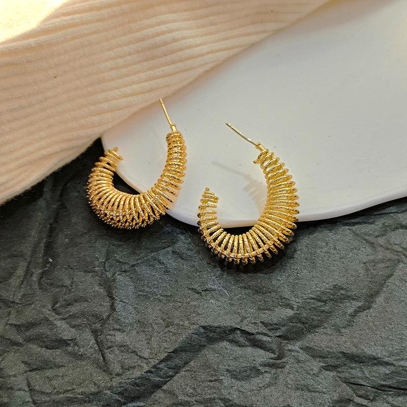 Hollow Geometric Earrings Punk Square Pleated Spring Ear Jewelry