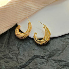 Hollow Geometric Earrings Punk Square Pleated Spring Ear Jewelry
