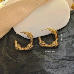 Hollow Geometric Earrings Punk Square Pleated Spring Ear Jewelry