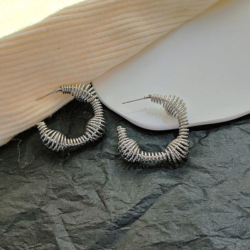 Hollow Geometric Earrings Punk Square Pleated Spring Ear Jewelry