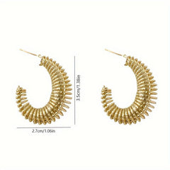 Hollow Geometric Earrings Punk Square Pleated Spring Ear Jewelry