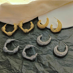 Hollow Geometric Earrings Punk Square Pleated Spring Ear Jewelry