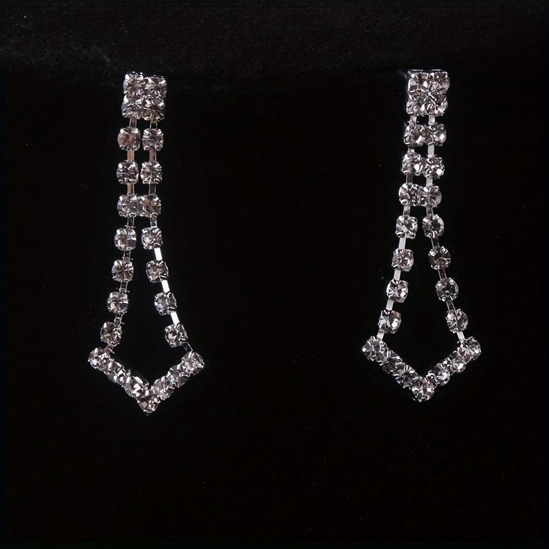 Bridal Necklace Earrings Set Chain Bow Tie Sun Claw Inlaid Rhinestone