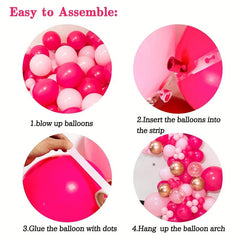 Pink Balloon Garland Arch Kit 142pcs Hot Pink Rose Golden Balloons