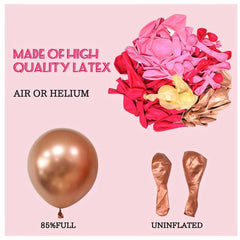 Pink Balloon Garland Arch Kit 142pcs Hot Pink Rose Golden Balloons
