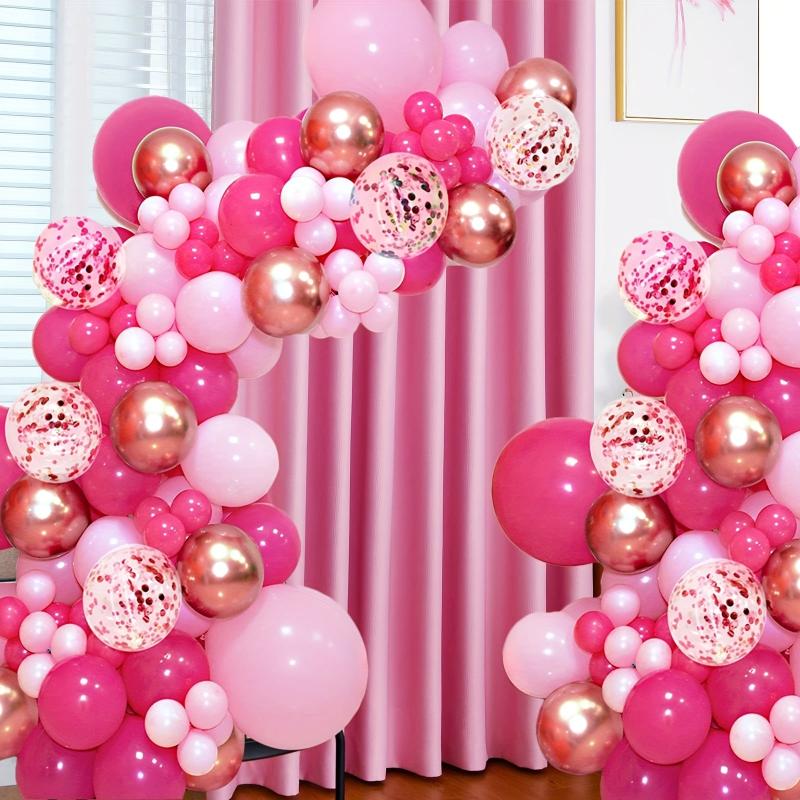 Pink Balloon Garland Arch Kit 142pcs Hot Pink Rose Golden Balloons