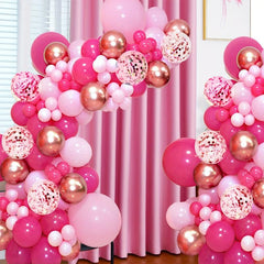 Pink Balloon Garland Arch Kit 142pcs Hot Pink Rose Golden Balloons