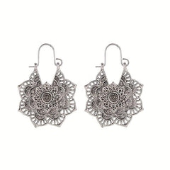 Retro Hollow Flower Earrings Vintage Carved Party Jewelry Gift For Wife