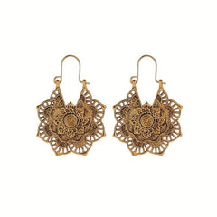 Retro Hollow Flower Earrings Vintage Carved Party Jewelry Gift For Wife