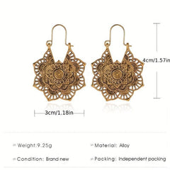 Retro Hollow Flower Earrings Vintage Carved Party Jewelry Gift For Wife