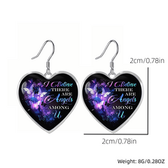 Purple Butterfly Heart Glass Pendant Earrings Graduation Party Birthday Gift