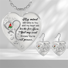 Love Heart And Cardinals Pattern Heart Shaped Glass Pendant Earrings