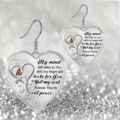 Love Heart And Cardinals Pattern Heart Shaped Glass Pendant Earrings
