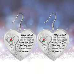 Love Heart And Cardinals Pattern Heart Shaped Glass Pendant Earrings