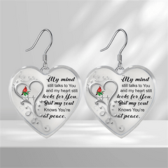 Love Heart And Cardinals Pattern Heart Shaped Glass Pendant Earrings
