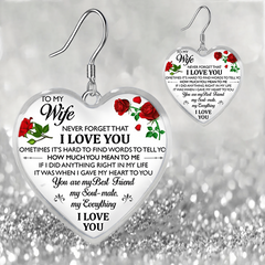 Rose Pattern Heart Glass Earrings Graduation Birthday Gift