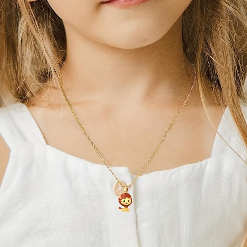 Cartoon Lion Pendant Necklace Girl Animal Jewelry Accessory Charm