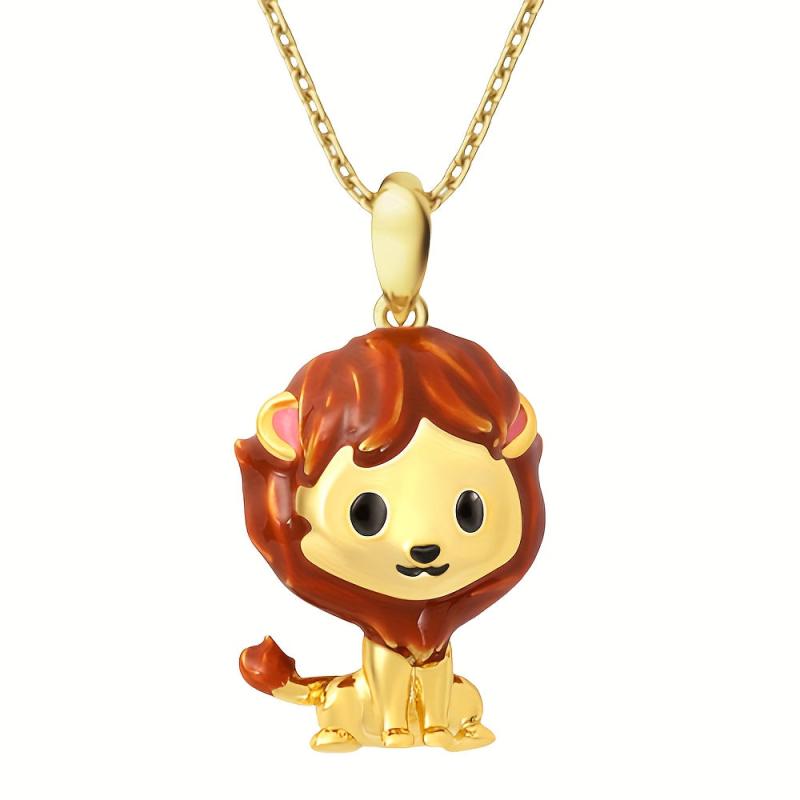 Cartoon Lion Pendant Necklace Girl Animal Jewelry Accessory Charm