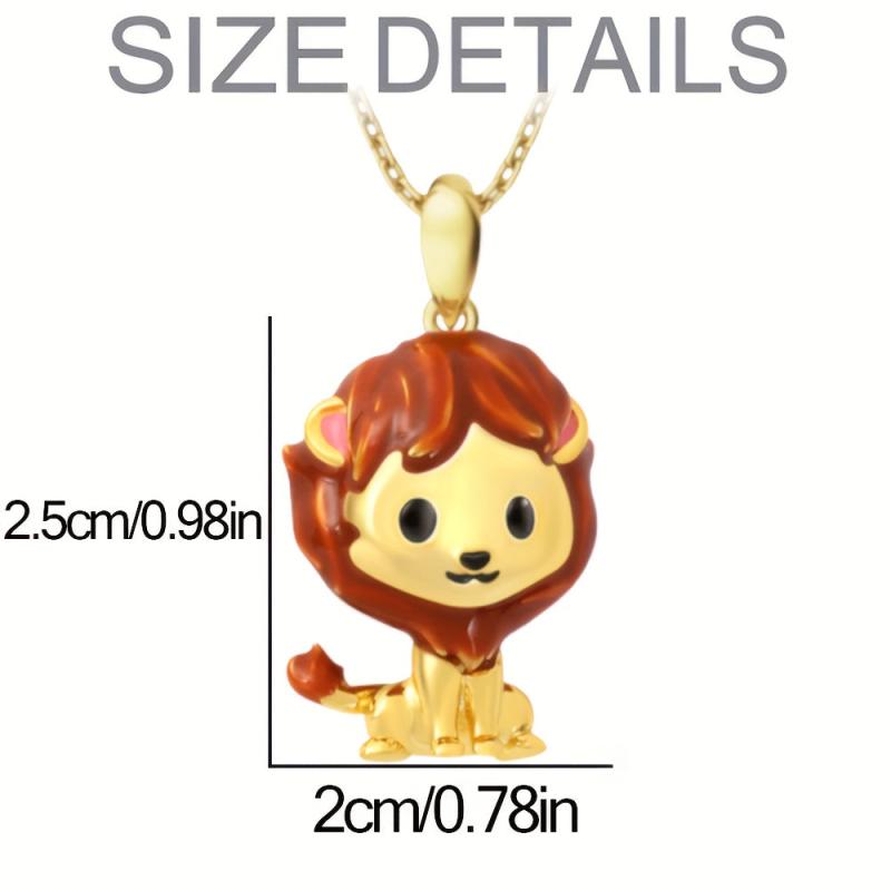 Cartoon Lion Pendant Necklace Girl Animal Jewelry Accessory Charm