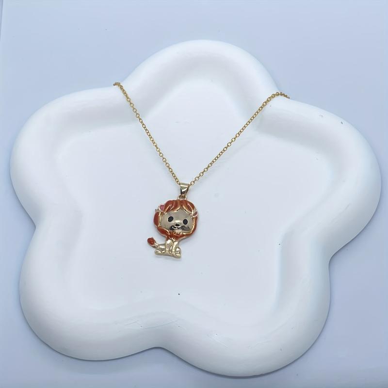 Cartoon Lion Pendant Necklace Girl Animal Jewelry Accessory Charm