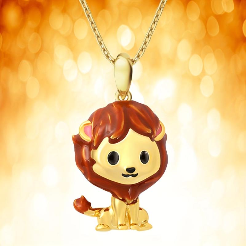 Cartoon Lion Pendant Necklace Girl Animal Jewelry Accessory Charm